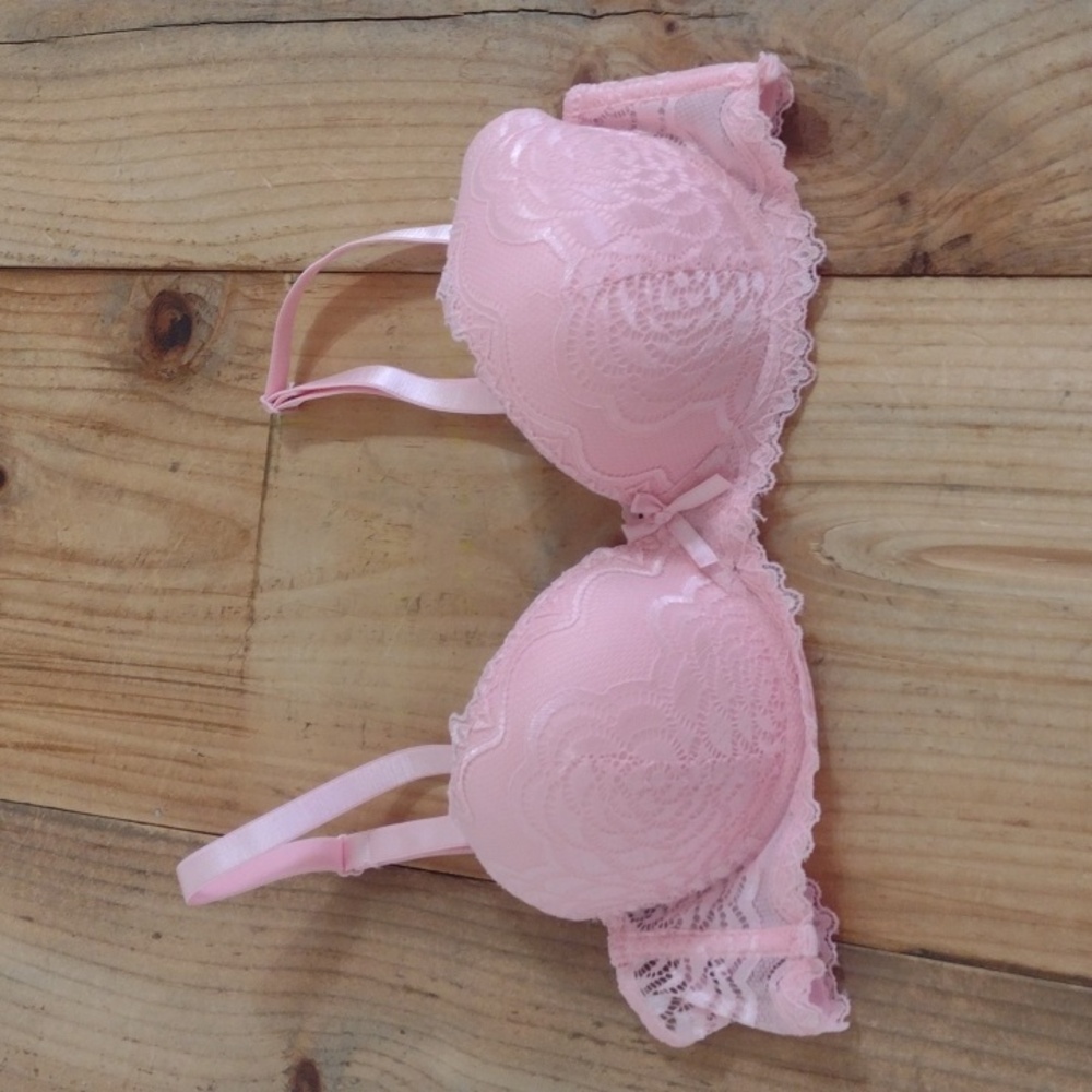 Pink Lace Convertible Underwire Push Up Bra Size 34B NEW